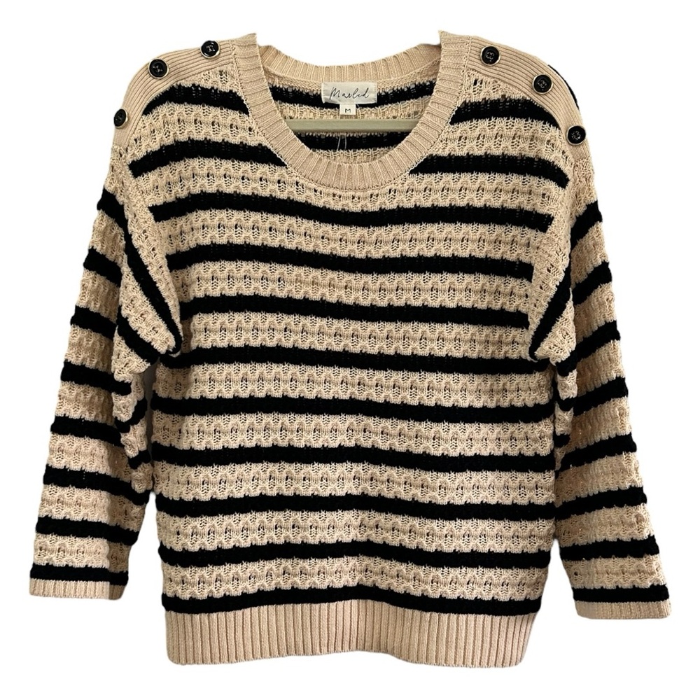 Marled NWT Women’s Stripped Knitted Round Neck Sweater  Sz‎ M